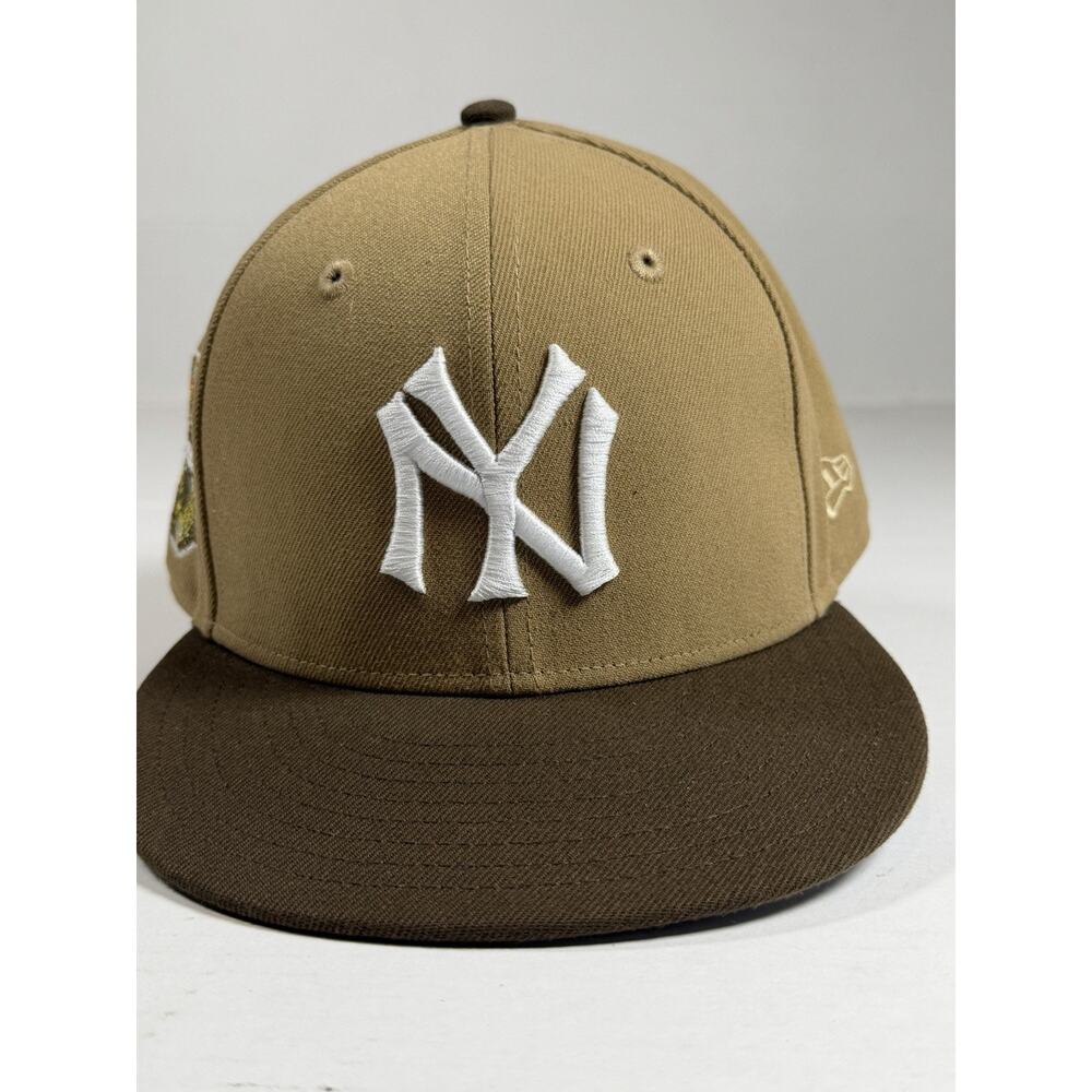 New Era 59FIFTY New York Yankees Fitted Hat 7 5/8 Tan Brown Two Tone MLB‎ Cap
